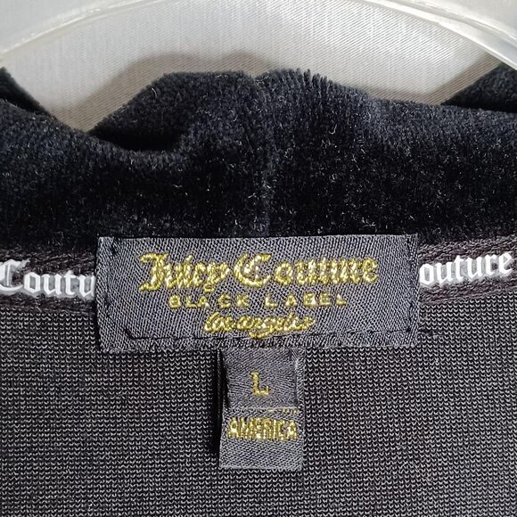 Juicy Couture Black Label Tracksuit Set Womens Large Black Velour Juicy - Picture 9 of 16